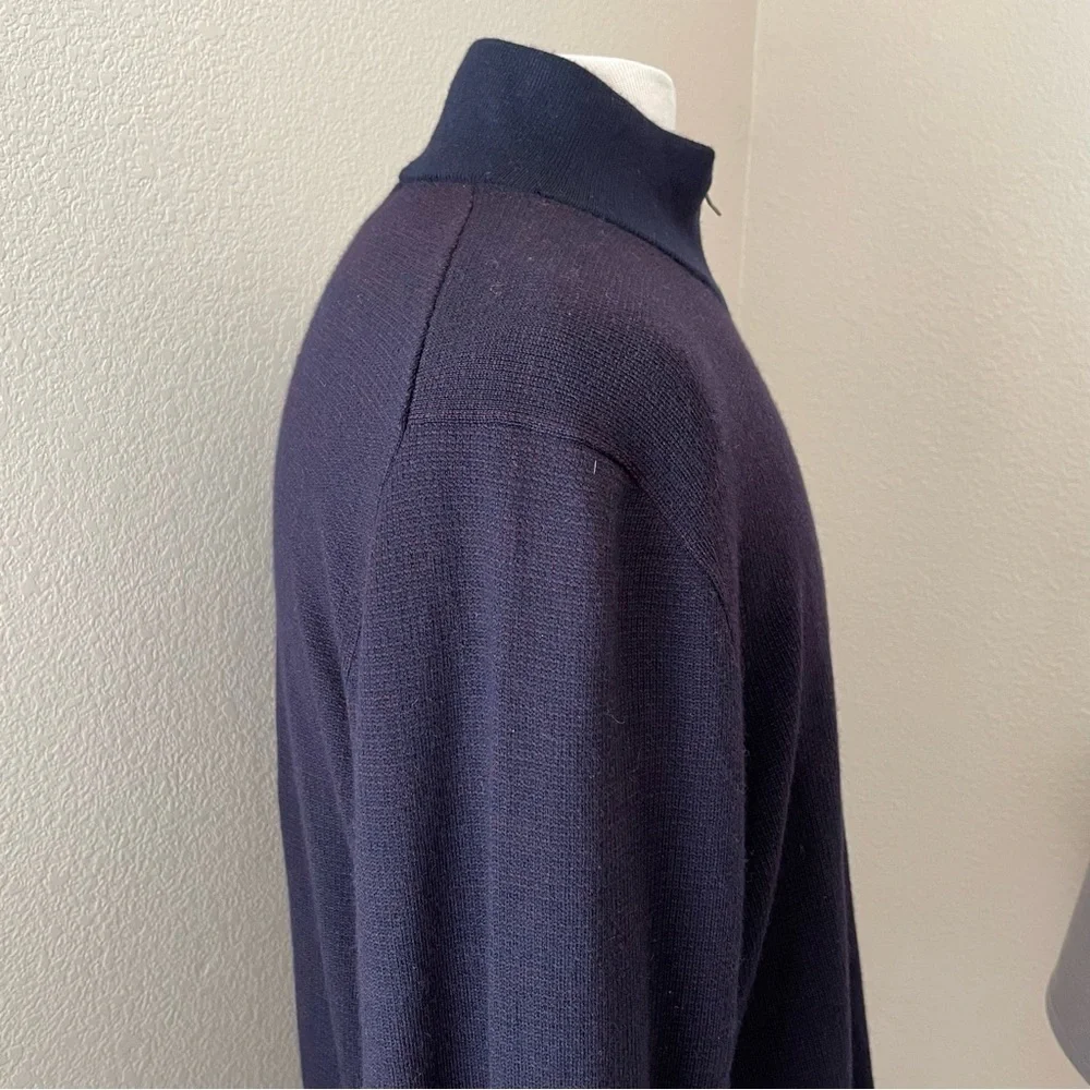 Banana Republic Merino Wool Quarter Zip Navy Red Blue Sweater Size XL